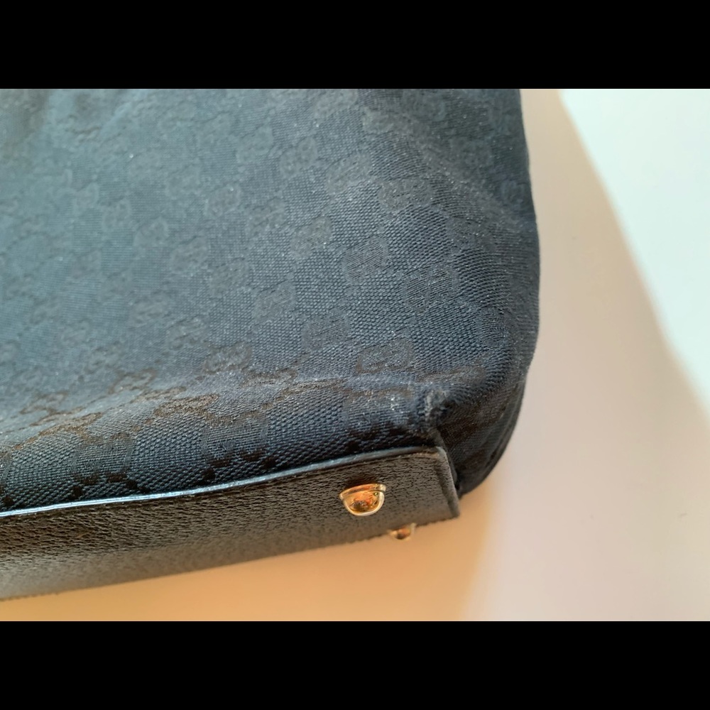Gucci monogram canvas bag tote bamboo handles - Picture 5 of 16